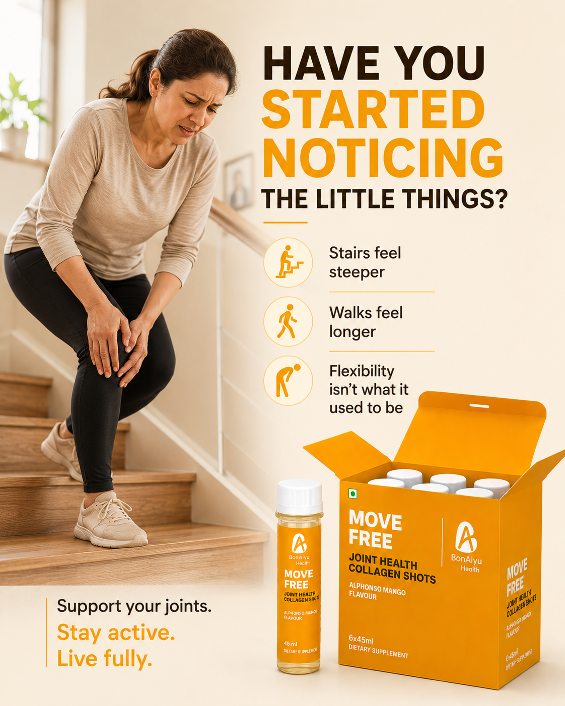 MOVE FREE™ Joint Health Collagen Shots Type II – Alphonso Mango Flavour